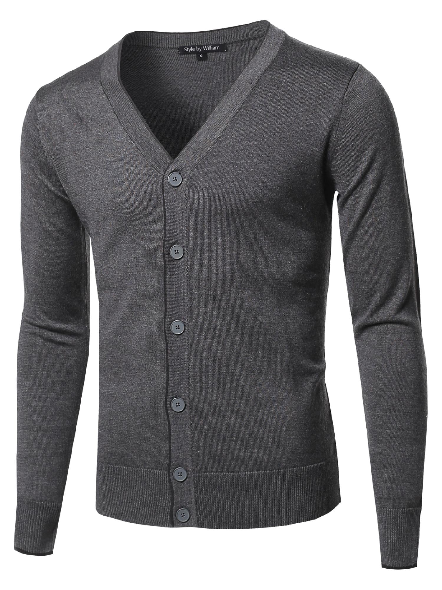 men's v neck button down sweater