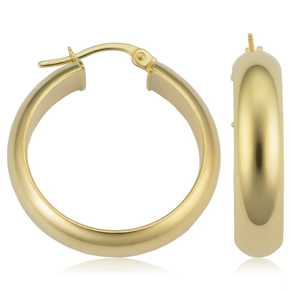 KoolJewelry 14k Yellow Gold Polished Round Hoop Earrings (5.7 mm x 20 mm)