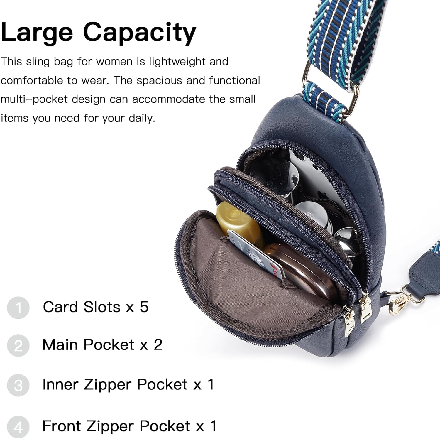 Sling Bag for Women Crossbody Fanny Packs for Women Leather Sling Chest Bag