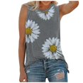 thumbnail image 1 of Débardeur pour Femme Débardeur Imprimé Marguerite Col Rond T-Shirts Chemisier Graphique, 1 of 6