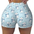 thumbnail image 2 of Fuzoiu blue Scarf Bear Print Women's Workout Shorts,Workout Biker Shorts Women,Exercise Fitness Shorts,Scrunch Short, Athletic Shorts for Gym Yoga Running Sport Active-Large, 2 of 8