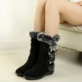 thumbnail image 4 of Oyedens Fuzzy Mid Calf Snow Boots for Women Winter Thermal Lined Wedge Furry Boots Girls, 4 of 8