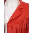 thumbnail image 6 of dPois Women's Fringe Faux Suede Leather Jackets Fashion Cowgirl Tassel Motorcycle Cropped Coats Brick Red M, 6 of 7