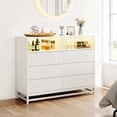 thumbnail image 3 of Comoda Cajonera para Recamara, Cómoda con Luces LED y Tomas de Corriente Integradas, Cómoda Moderna para Sala, Mueble Organizador Cajonera de Estructura Metal con 6 Cajones,120*40*93CM (Blanco), 3 of 3