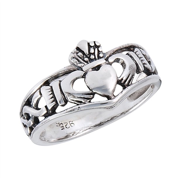 Sac Silver Claddagh Heart Friendship Ring Sterling Silver Celtic