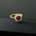 thumbnail image 5 of Gem Stone King 10K Yellow Gold Red Garnet and White Diamond Women Engagement Ring (2.02 Cttw, Cushion Cut 7MM, Available in Size 5, 6, 7, 8, 9), 5 of 7