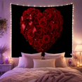 thumbnail image 2 of Heart Shaped Red Rose Bouquet on Black Background, Romantic Gothic Style for Flower Lovers, Floral Wall Art, Valentine's Day Gift, Tapestry Wall Hanging for Bedroom and Dorm, 2 of 7