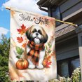 thumbnail image 3 of Hello Fall Shih Tzu Scarf Welcome Autumn with Leaves Pumpkins House Flag 28x40in Double Sided Lion Dog Lover Gifts Outdoor Decor - 00011, 3 of 5