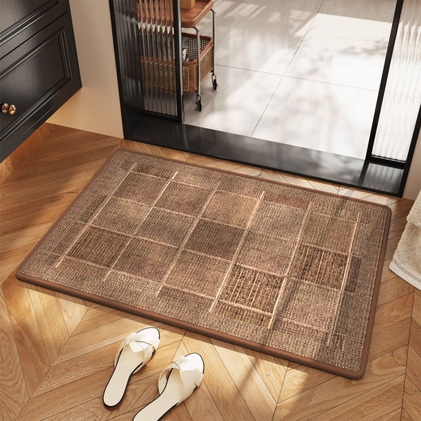 MTBLYS Alfombrilla de baño de lino antideslizante y absorbente | 60 x 40 cm | Alfombrilla de entrada lavable a máquina | Alfombrilla de puerta de dormitorio duradera