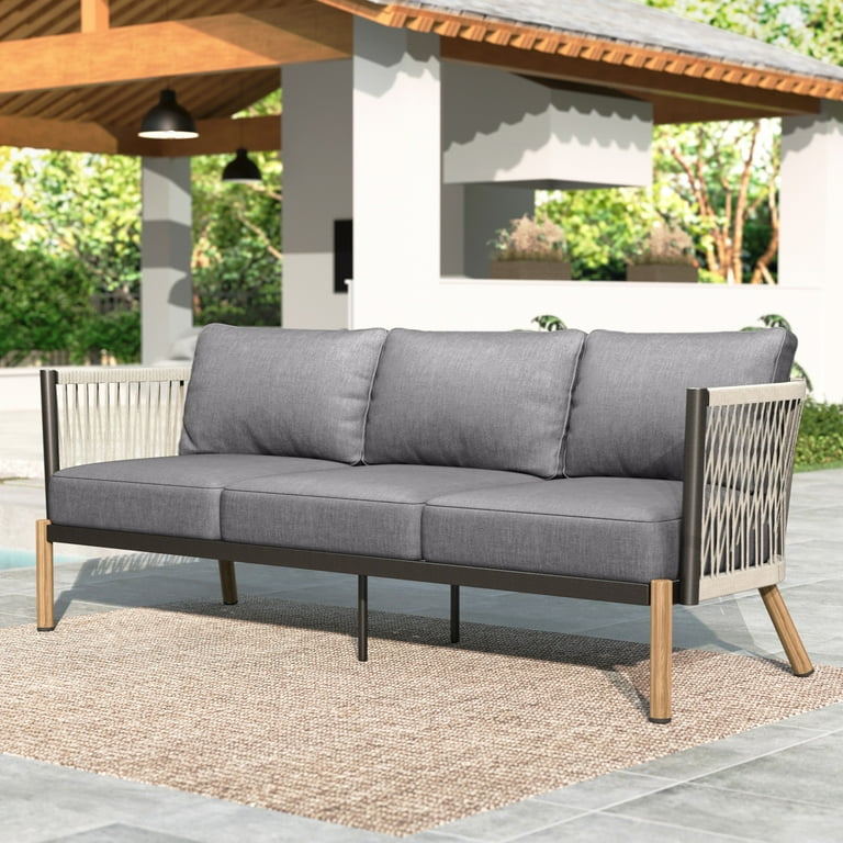Summit Living Gray 6-Seat Woven Rope Outdoor Patio Furniture Set