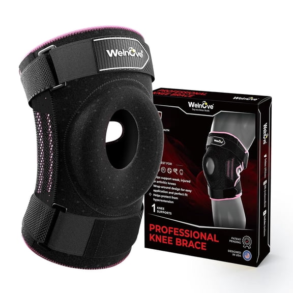 Welnove Knee Brace with Stabilizers Gel Pads Support ACL Meniscus Recovery for Men Women,Size S,Black,1 Pack