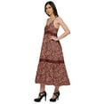 thumbnail image 2 of Moomaya Printed Long Maxi Dress For Women Sleeveless V-Neck Casual Flair Kurta, 2 of 6