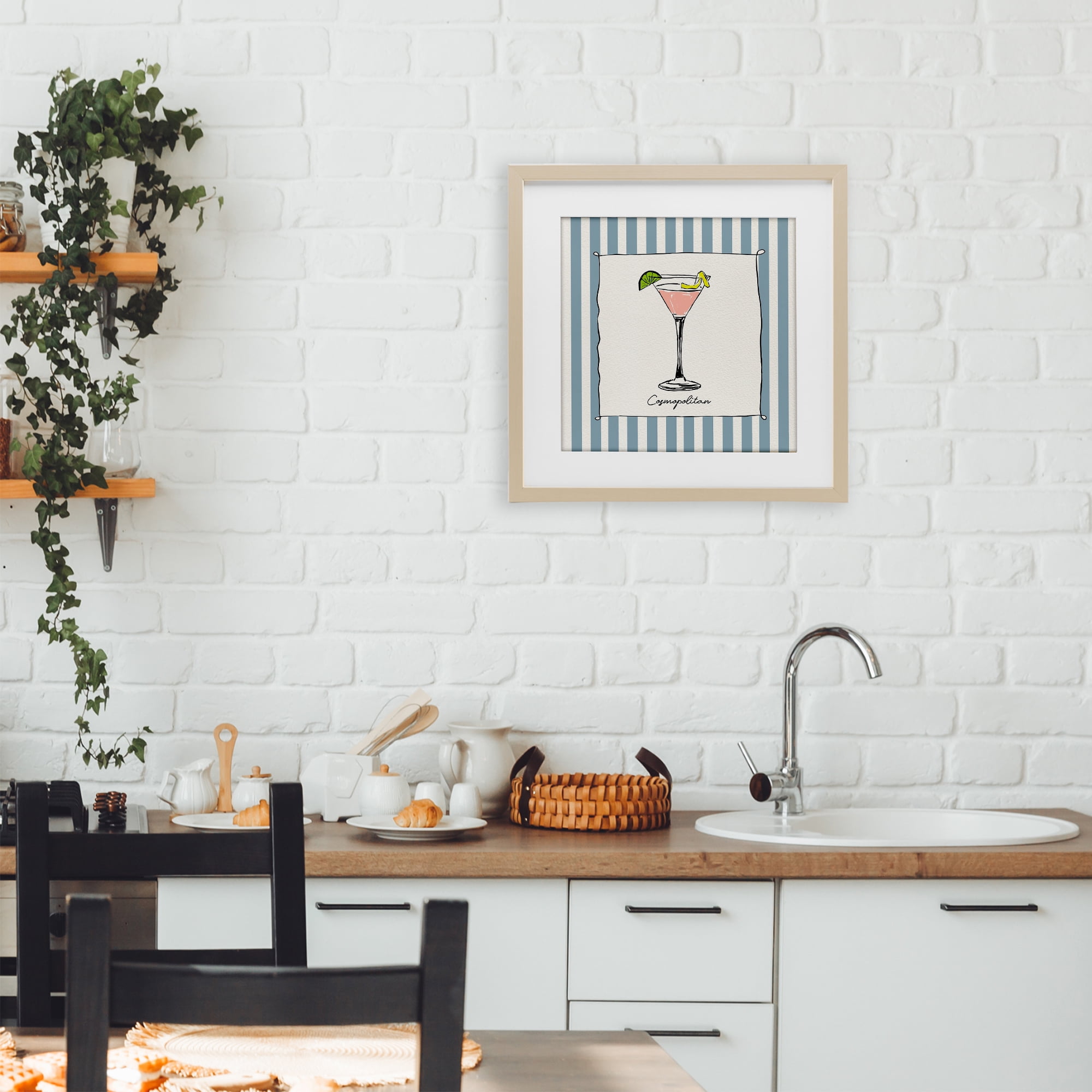 Stupell Industries Cosmopolitan Summer Stripes Birch Framed Print Under Glass, design by Susan Jill