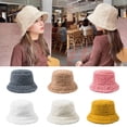 thumbnail image 5 of Vintage Soft Plush Hat Wide Brim Fisherman Lamb Wool Cap Solid Color Cover Face, 5 of 20