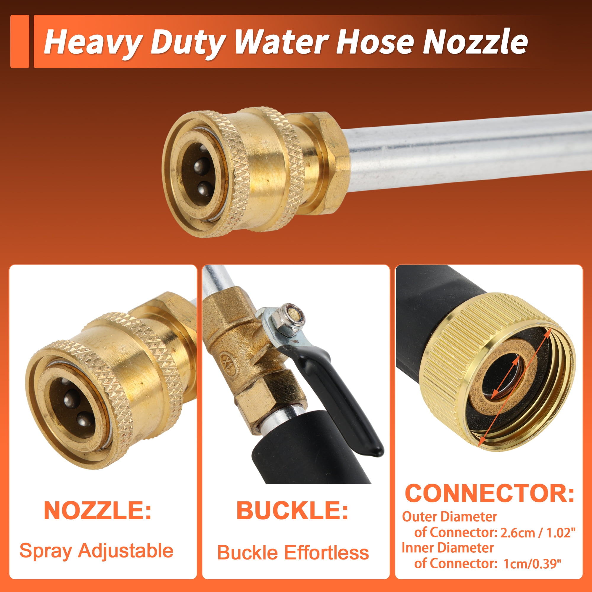 Unique Bargains Heavy Duty Water Hose Nozzle High Pressure Car Garden Hose Nozzle Adjustable Hand Sprayer for Gardening Vehicle Outdoor Washer Aluminum Alloy Copper TPR Black 1 Pc
