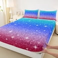 thumbnail image 3 of Castle Fairy Black Blue Glitter Print Queen Sheet Sets,Abstract Gradient Bed Set, 3 of 7
