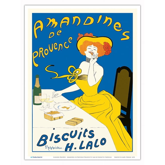 Almonds Biscuits - Amandines de Provence Biscuits H. Lalo - Vintage French Advertising Poster by Leonetto Cappiello c.1900 - Master Art Print (Unframed) 9in x 12in
