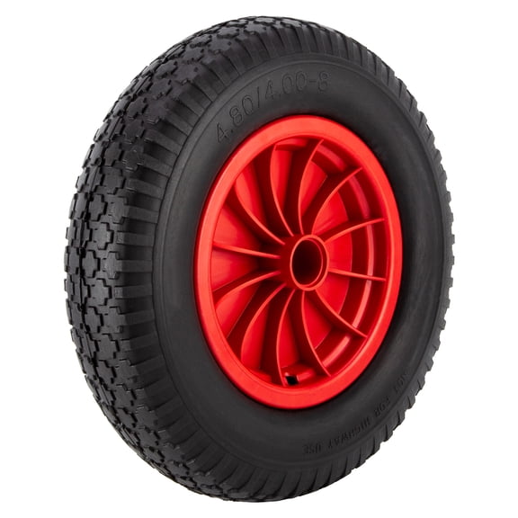 16" Flat Free Solid Tire Wheel 4.80/4.00-8 for Wheelbarrow Trolley Wagon Cart