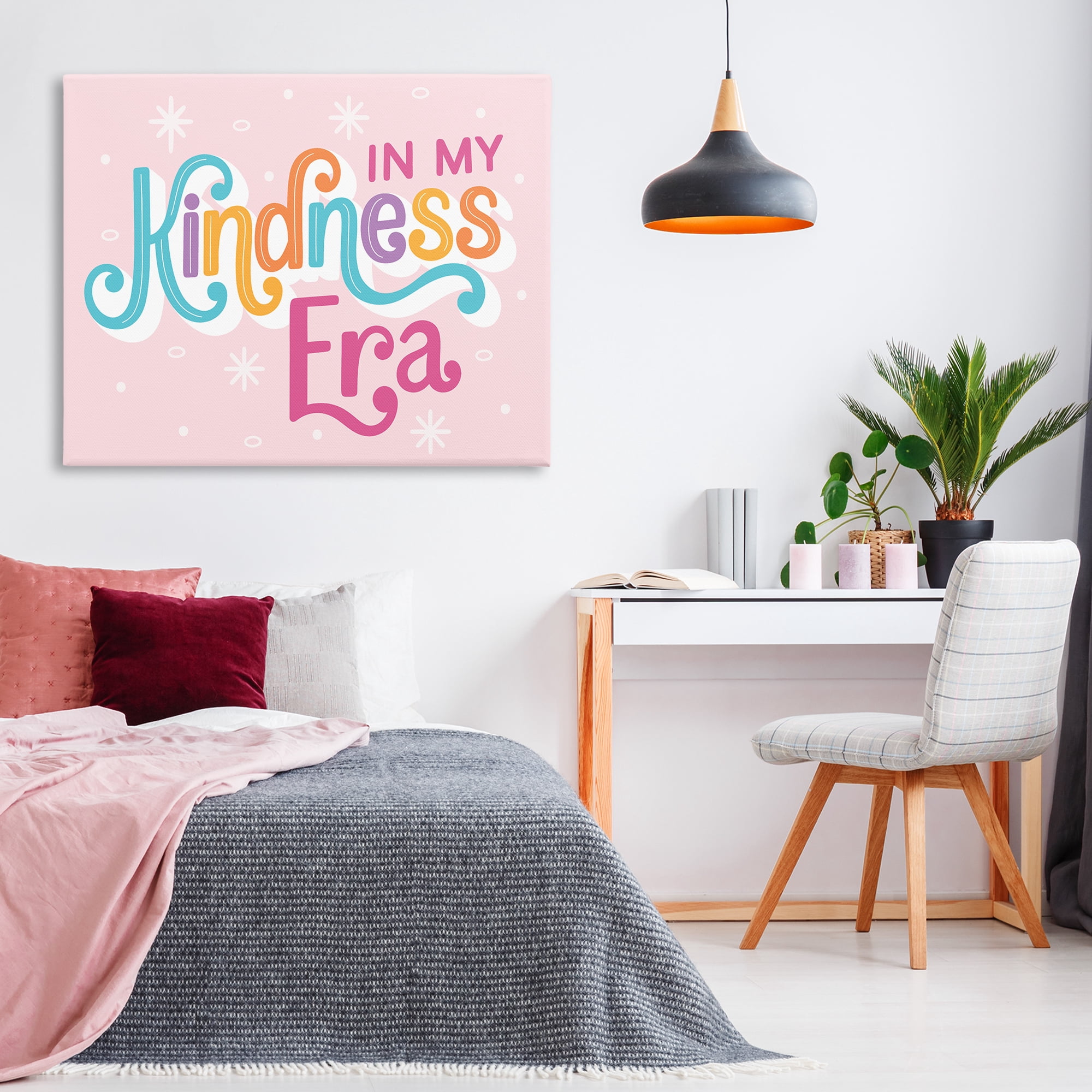 Stupell Industries Pastel Kindness Era Text & Numbers Painting Wrapped Canvas Art Print Wall Art, 48 x 36