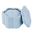 thumbnail image 5 of Aukfa 24" Set of 2 Round Storage Ottomans, Flower-Shaped Nesting Pouf Footrest Stools for Living Room, Bedroom, Dorm, Blue, 5 of 8
