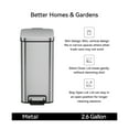 thumbnail image 2 of Better Homes & Gardens Bedroom / Office Trash Can, 2.6 Gallon Small Stainless Steel Step Garbage Bucket Bin with Soft Close Lid, Silver, 2 of 10