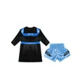 thumbnail image 4 of Rswnyirn Kids Boys Boxing Robes Costume Satin Hooded Boxing Robe with Belt and Muay Thai Shorts Set Black&Light Blue 16, 4 of 5