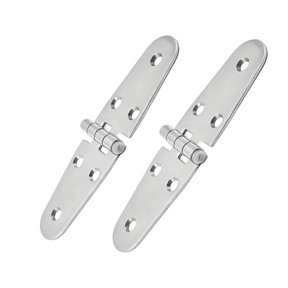 MARINE CITY 304 Grade Stainless Steel Sturdy Durable Round Smooth Sides Heavy Duty Door Strap Hinge for Marine RV Skylight Locker Hatch Cabinet Door Pack of 2