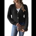 thumbnail image 3 of Cárdigan de Mujer para Otoño e Invierno, con Botones, Larga, Cuello en V, Tejido Grueso y Suave. Negro L, 3 of 8