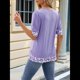 thumbnail image 4 of Camiseta de Verano para Mujer, Estilo Casual, de Corta y Cuello Cuadrado, Holgada, con Estampado de Vaca y Bloques de Color. Púrpura M, 4 of 9