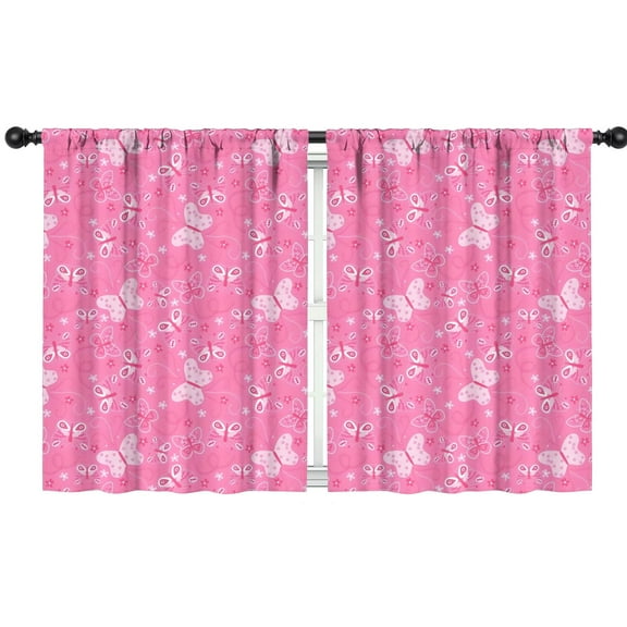 Blackout Kids Curtains,Pink Butterfly Pattern Childrens Insulated Curtains Set Of 2,Bedroom Essentials,Toddler Room Decor 42"x54"