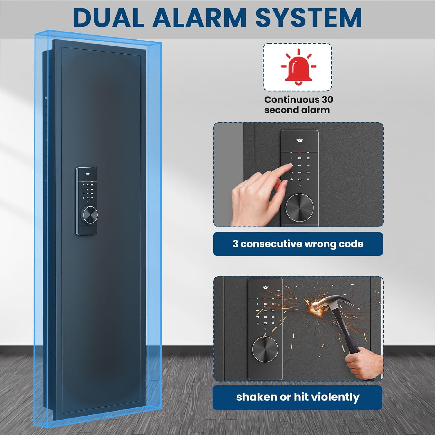 53.15" Tall Wall Safe Between the Studs 16" Centers, Hidden Wall Safes With Removable shelfs and Adjustable Gun Rack, Digital Keypad Wall Gun Safe for Home Rifle, Cash, Jewelry, Documents - Black