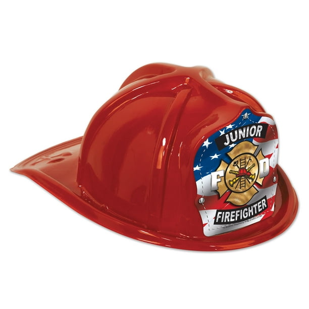 Chapeau de Pompier en Plastique Rouge Jr (Pack de 48)