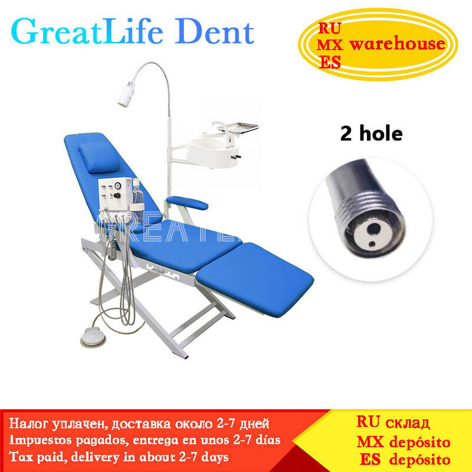 GreatLife Dent USA Stock PORTABLE DENTAL FOLDING CHAIR LED LIGHT+TURBINE+DENTIST STOOL