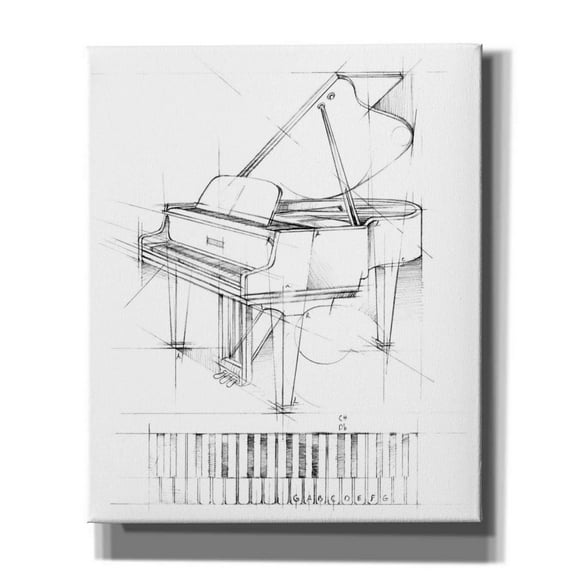 Epic Graffiti "Piano Sketch" by Ethan Harper, Canvas Wall Art, 20"x24"