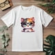 thumbnail image 3 of Playera Blanca Camiseta Unisex Estampada Gatito con Lentes, 3 of 4