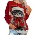 thumbnail image 6 of Snowman Sweatshirts Women Christmas Shirts Christmas Tree Outfits Santa Claus Pullover Graphic Outfits Crewneck Clothes Winter Festival Blouses Clothing, 6 of 6
