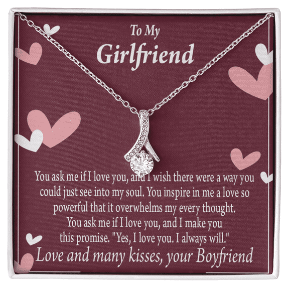 To My Girlfriend  I Love You And I Always Will Alluring Ribbon Necklace Message Card