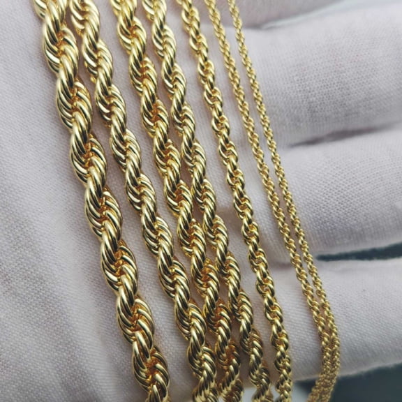 New 14k Yellow Gold 2.00mm Shiny Hollow Rope Chain Necklace for Pendants and Charms with Lobster-Claw Clasp | 2mm | 20 Inches |