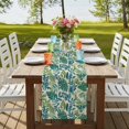 thumbnail image 4 of Green Palm Leaf 72 Inch Table Runner, Tropical Plants Retro Pastoral Summer Farmhouse Dresser Scarf Cotton & Linen Tablerunner for Dining/Kitchen Island/Holiday Party Décor 13" x 72", 4 of 9