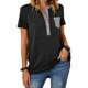 thumbnail image 2 of Camiseta con cuello redondo para mujer, camiseta de manga corta con cuello redondo y bloqueo de color con bolsillo, color negro M, 2 of 6