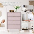 thumbnail image 5 of Eclife 4-Drawer Dressers Wood Accent Chest Clothes Closet Storage Organizer with Gold Handle and Legs for Home Adult Bedroom, Pink, 5 of 9