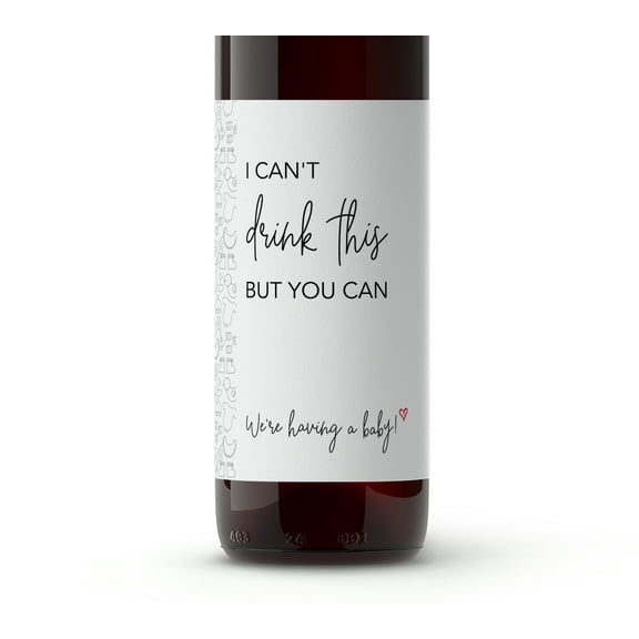 I can't drink this but you can ● SET of 5 ● GENDER NEUTRAL Pregnancy Announcement Wine Labels, Baby Reveal Wine Label, Announcement to Parents Friends Family Sticker, Alternative to card A204-5IDT