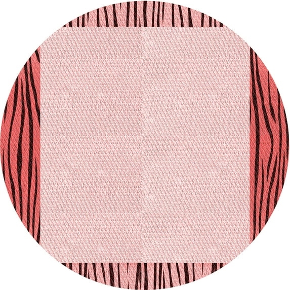 Ahgly Company Machine Washable Indoor Round Transitional Light Red Pink Area Rugs, 8' Round