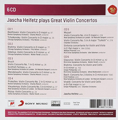 Jascha Heifetz Plays Great Violin Concertos CD   Walmart.com