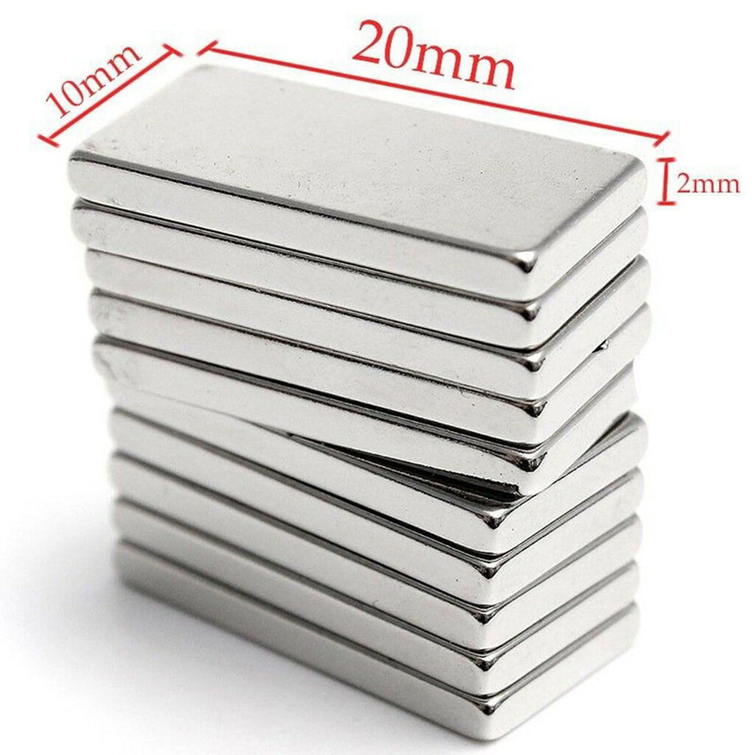Spencer 100Pcs N52 20x10x2mm Neodymium Block Magnet Super Strong Rare Earth Magnets Lot