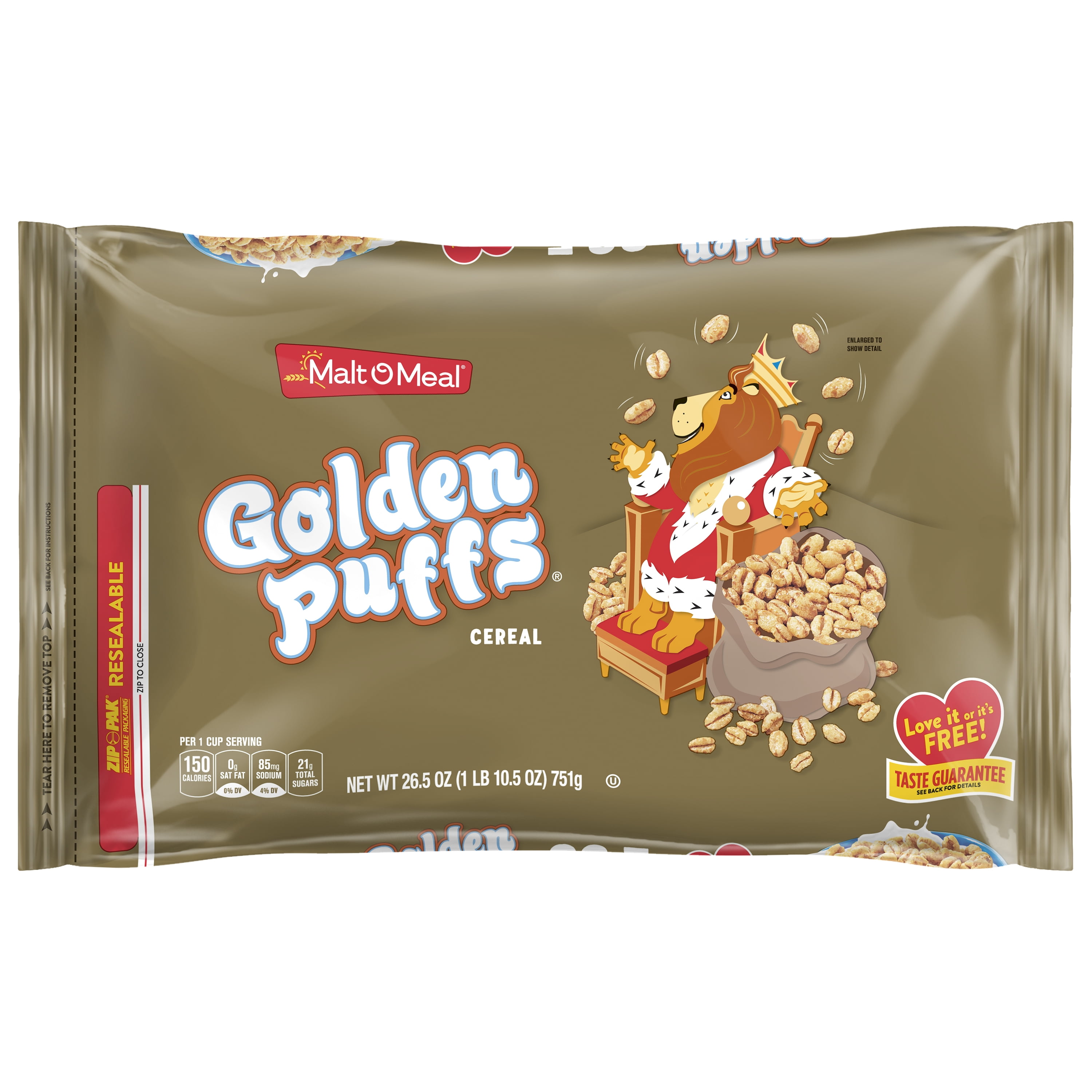 MaltOMeal Golden Puffs Breakfast Cereal, Puffed Wheat Cereal, 26.5 OZ