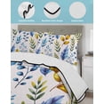 thumbnail image 3 of Quilts Queen Size Bedding Set, Watercolor Botanical Reversible Summer Quilt 3 Pieces, Blue Yellow Leaves Floral Plants Spring Lightweight Bedspreads Coverlets with 2 Pillow Shams for All Seasons, 3 of 5