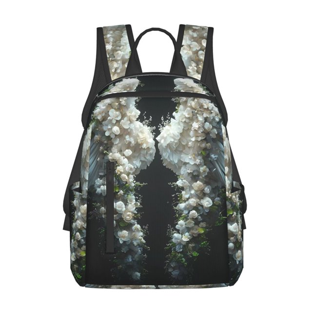 Balery Floral Angelic White Wings Mochila Ligera para Hombres y Mujeres – Resistente y Impermeable, Ideal para la Escuela, el Trabajo, los Viajes y el Uso Diario