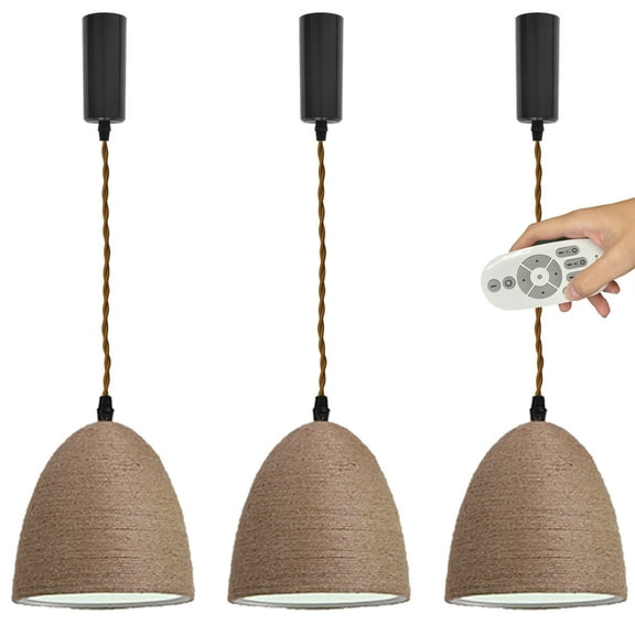 Kiven H Track Pendant Lightning,Adjustable Cord Length,Industrial H Track Lighting Pendant Lights with Rattan Shade, 3 Lights