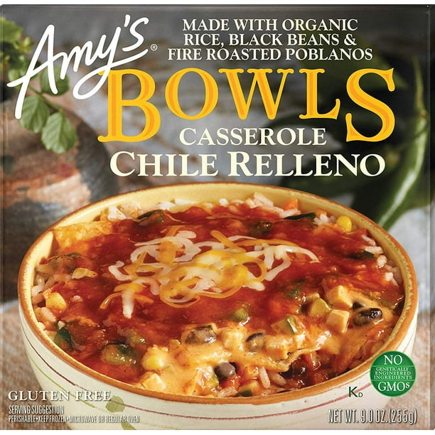 Amy's Frozen Bowls, Chile Relleno Casserole, Gluten Free, Non GMO, 9